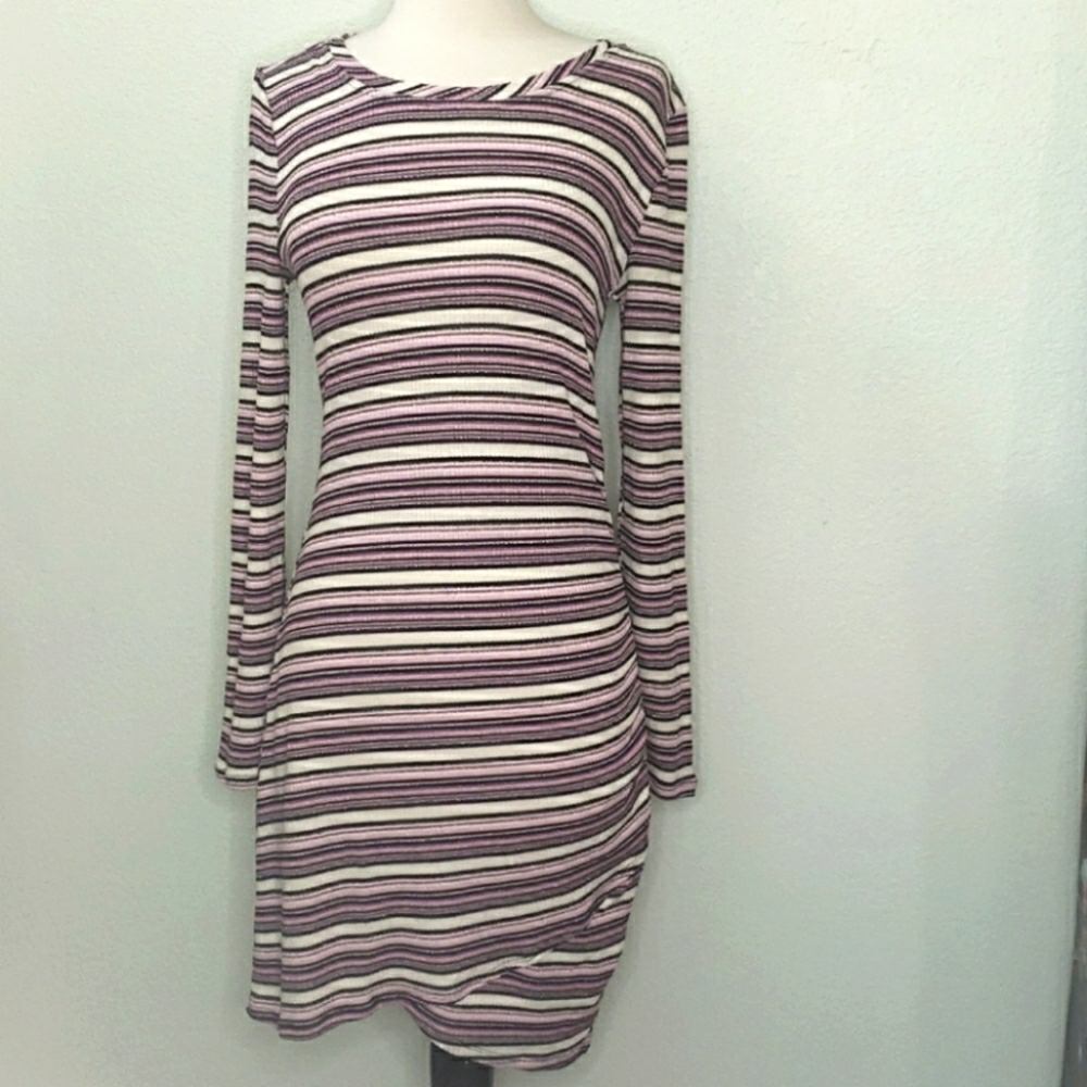 NWT Love Fire Striped Long Sleeve Dress Medium
